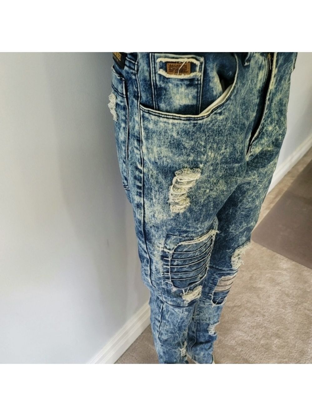 Power of Diesel Denim Destroyed Slim Skinny-Fit Jeans Size 28 - Picture 3 of 12